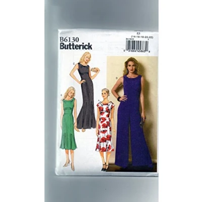 Afbeelding van Butterick Patterns 6130, Misses Dress and Jumpsuit, Mieten, Multi Colour, E5 (14 16 18 20 22)
