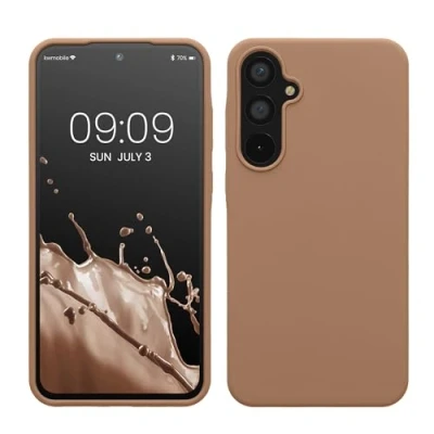 Afbeelding van kwmobile telefoonhoesje geschikt voor Samsung Galaxy A55 5G Hoesje met siliconen coating Smartphone case in cappuccino