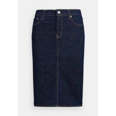 Afbeelding van Ralph Lauren dames Midi rok van chambray in de kleur Blauw, maat: XXS = 0 label
