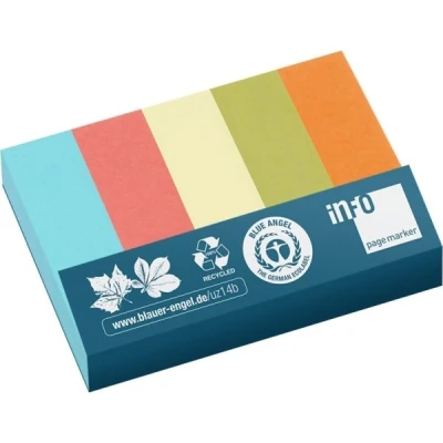 Afbeelding van Info Page Marker papier 15x50mm, 5 kleuren recycled 100 vel per kleur
