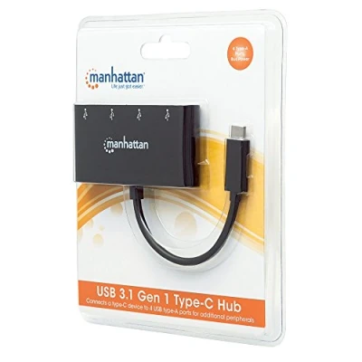 Afbeelding van Manhattan USB hub 3.2 Gen 1 4 poorten Met C stekker Zwart