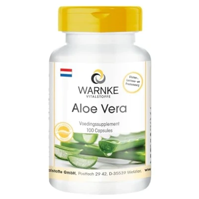Afbeelding van Aloë Vera 200:1 per dagdosering verrijkt met vitamine C Veganistisch 100 Capsules Warnke Vitalstoffe Duitse apothekerskwalitei