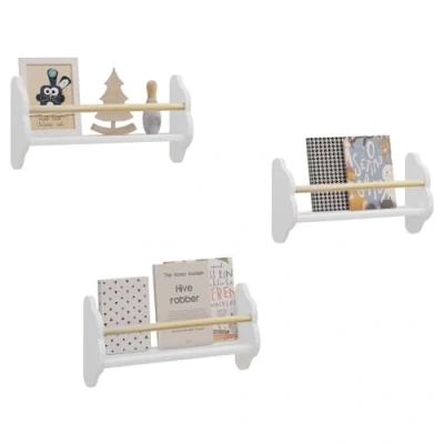 Afbeelding van WOLTU KR025ws45 Kinderboekenkast met 3 planken, kinderrek voor boekopslag, gemaakt van grenenhout MDF, kinderkamer, speelkamer, wit