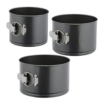 Afbeelding van Relaxdays 3 x springvorm hoog bakvorm 14, 16, 18 cm bakblik taartvorm hoge rand