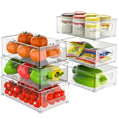 Afbeelding van koelkastorganizer, set van 6 (3 maten), keukenorganizer voor eetkamer, vriezer, kast, lade, kantoor, BPA vrij