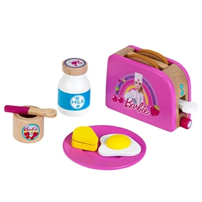 Afbeelding van Klein Toys Barbie broodrooster incl. diverse ontbijt accessoires hout van duurzame, gecertificeerde teelt roze
