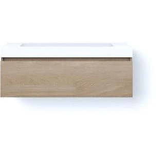Afbeelding van Looox solid drawer box 120 cm surface bovenblad wasbak 850 mm wooden meubel met 1 lade old grey swdb1200