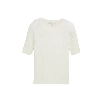 Afbeelding van TOM Tailor Denim Tshirt basic, Dames, Maat: Medium, Off white