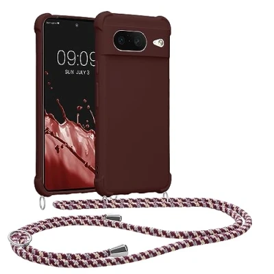 Afbeelding van kwmobile telefoonhoesjegeschikt voor Google Pixel 8 Hoesje van siliconen met telefoonkoord In bordeaux violet