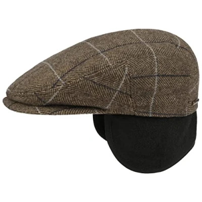 Afbeelding van Stetson Kent Wool Cap Oorbescherming Heren Made in the EU kleppetten flat hat wintercap met klep oorflappen voering voor Herfst/Winter 57 cm beige bruin