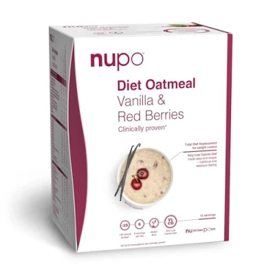 Afbeelding van NUPO Diet Oatmeal Vanille en rode bessen Premium dieet havermout om af te vallen, complete maaltijdvervanger 12 porties, GMO vrij