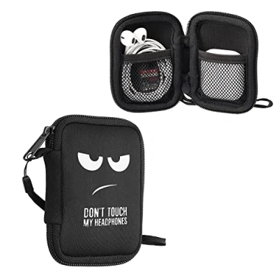 Afbeelding van kwmobile hoesje voor draadloze oordopjes geschikt In ear Headphones 6 x 9 cm Don&#039;t Touch My design