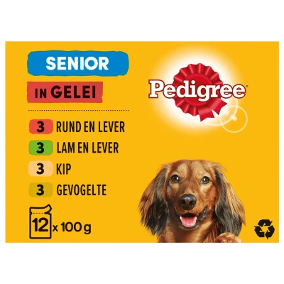 Afbeelding van 4x Pedigree Senior Maaltijdzakjes Vlees in Gelei 12 x 100 gr