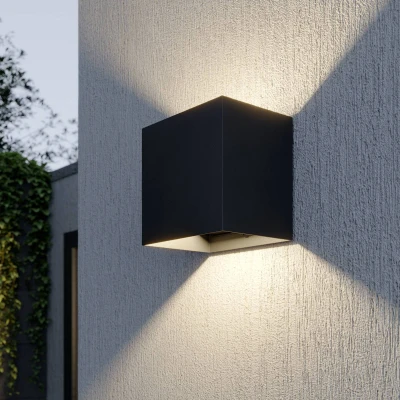 Afbeelding van Lucande LED wandlamp buiten 2 lichts drukgegoten aluminium, kunststof H: 14 cm donkergrijs, helder Inclusief lichtbronnen