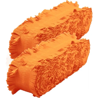Afbeelding van Set van 3x stuks feest/verjaardag versiering slingers oranje 24 meter crepe papier Feestslingers