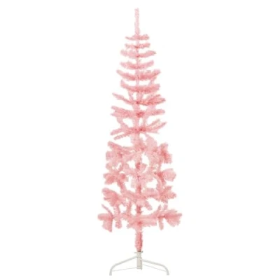 Afbeelding van Kunstkerstboom Half Met Standaard Smal 120 Cm Roze