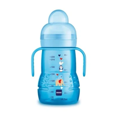 Afbeelding van MAM Skinsoft Drinkbeker met zuignap van siliconen, lekvrij, gemakkelijk vast te pakken, 4+ maanden, 220 ml, lichtblauw