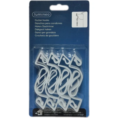 Afbeelding van Dakgoothaakjes 7 x 1,2CM wit voor lichtstring set van 16 stuks