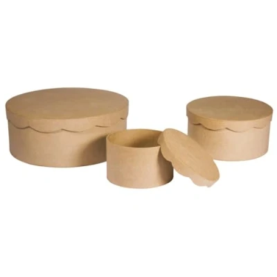 Afbeelding van Rayher 67259000 karton. Boxenset, FSC gerecycled 100%, ø23,8 x 9 cm/ø16,8 8 cm/ø10 7 cm, set 3 stuks