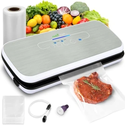 Afbeelding van Food Saver Vacuümmachine 110W Automatisch Foodsaver systeem Luchtafdichtingsmachine Verpakking Afdichting Opslag Conservering Sous Vide NutriChef PKVS18SLEU (zilver)