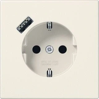 Afbeelding van Jung wandcontactdoos inbouw klauw schroef met usb kinderbeveiliging ip20 wit ral1013 ls1520 18a