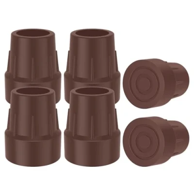 Afbeelding van supregear 6st Tips voor Krukken, 25mm, Zware Rubberen Vervangingstips Stokken, Looprekken, Toiletstoelen, Douche Stoelen en Bad Bankjes, Universele Antislip, Bruin