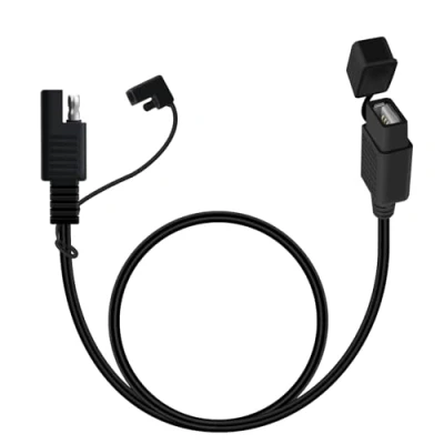 Afbeelding van HuaLiSiJi SAE naar USB kabel, 18 AWG, 5 V, 2,1 A, adapter, 2 pins USB, met waterdichte afdekking voor telefoon, tablet, GPS oplader (USB aansluiting 1, 1 m)