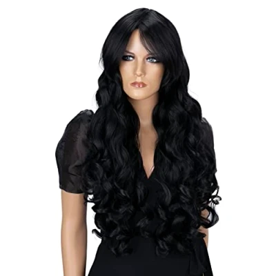 Afbeelding van CAISHA 80cm Pruik Volumineus Lang Haar Cosplay Theatershow Zwart CP1