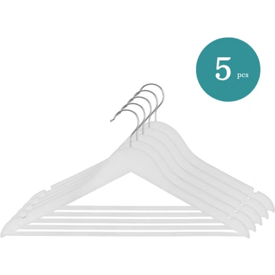 Afbeelding van Nordix Kledinghangers Set 5 stuks Wit Hout Kleerhangers