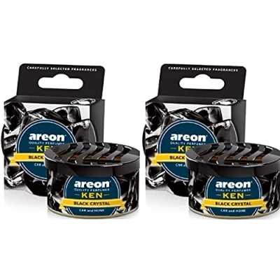 Afbeelding van AREON Ken Auto Luchtverfrisser Tin Zwart Kristal Kan Mini Home Top Up Verstelbare Geventileerde Deksel 3D Multi Pack Set van 6