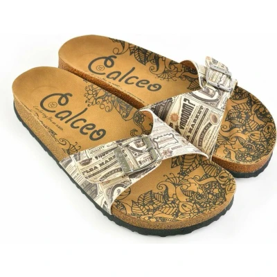 Afbeelding van GOBY Krant Design Sandalen Slippers Hoge kwaliteit Handmade Maat 38