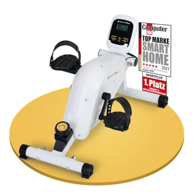 Afbeelding van SportPlus Beentrainer voor thuis en op kantoor, mini hometrainer met magnetische rem 8 weerstandsniveaus, trainingscomputer, extra brede pedalen, compatibel app