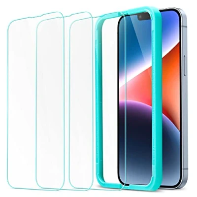 Afbeelding van ESR 3 stuks iPhone 13 Pro Max pantserglas displaybeschermfolie compatibel met Gehard Glas Screen Protector praktische positioneringshulp, hardheid 9H, HD helder