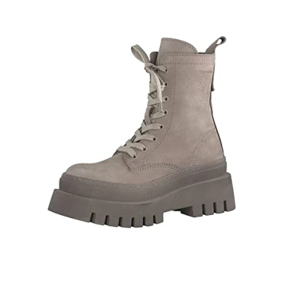 Afbeelding van Tamaris Enkellaarsjes met plateauzool, Dames, Maat: 40, Taupe Veloursleer
