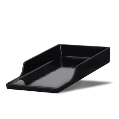 Afbeelding van BBQ Toro Gietijzeren grillplaat, geëmailleerd, 25,5 x 43,5 cm, plancha, grillplancha, rechthoekig, universeel en massief, grillplaat voor houtskool gas, grillaccessoires, grillpan, grillschaal
