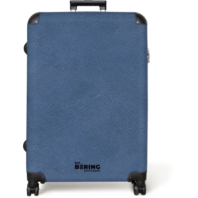 Afbeelding van NoBoringSuitcases.com® Koffer groot Reiskoffer lichtgewicht Lederen look blauw Rolkoffer met 4 wielen Grote trolley XL 98 liter bagage
