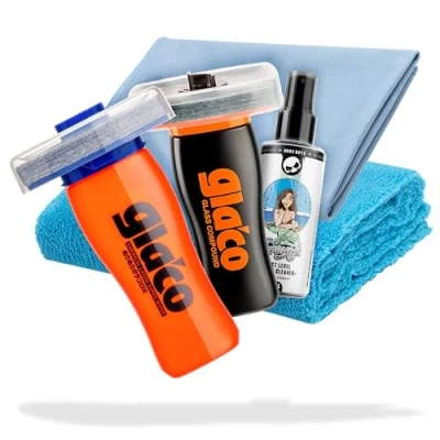 Afbeelding van 5 delige glasverzegeling bundel Soft99 Glaco DX 110 ml verzegeling + Glass Compound Roll On 100 polish voor glas glasreiniger ml, polijstdoek, glazen microvezeldoek