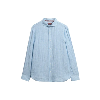 Afbeelding van Superdry Vacation LONG Sleeved Overhemd, Heren, Maat: Medium, Azure blue stripe