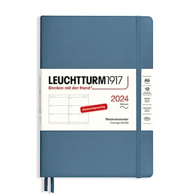 Afbeelding van LEUCHTTURM1917 367663 weekkalender medium (A5) 2024, softcover, steenblauw, Duits, 12 maanden