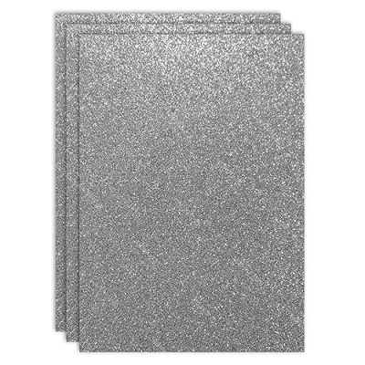 Afbeelding van RAYLU PAPER Glitterkarton, A4, 200 g/m² dik, vellen van karton met glitter, voor knutselwerk, 3 stuks (zilver)