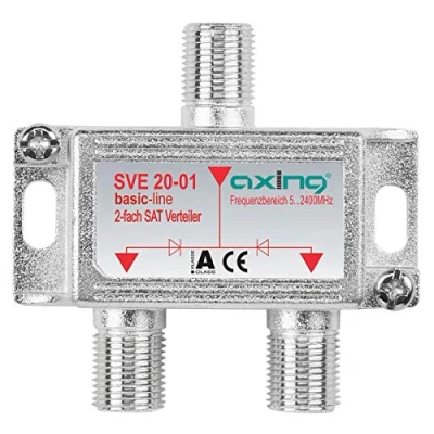 Afbeelding van Axing SVE 20 01 2 voudige SAT verdeler splitter met DC doorgang voor satellietsystemen Unicable DVB T2 HD (5 2400 MHz) Class A