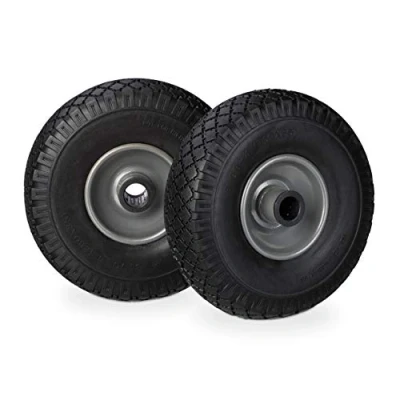 Afbeelding van Relaxdays steekwagenwiel set van 2 stuks stalen velg anti lek 25 mm as 100 kg Zwart grijs
