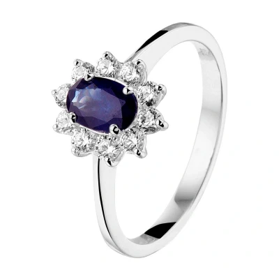 Afbeelding van Witgouden Ring saffier en zirkonia 4105396 17.50 mm (55)