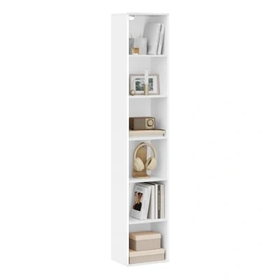 Afbeelding van WOLTU Boekenkast Boekenplank in MDF met 6 compartimenten,Opslagplank Opbergkast 30x23,5x158,4cm,Wit SK003ws6