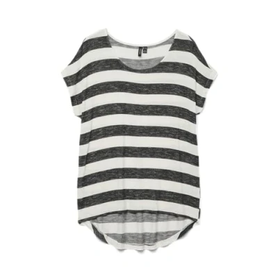 Afbeelding van Vero Moda Vmwide Stripe Tshirt print, Dames, Maat: Medium, Black/snow white