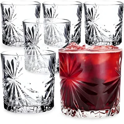 Afbeelding van KADAX Drinkglazen, set van 6, waterglazen, sapglazen glas, glazen voor water, drank, sap, party, tuin, universele glazen, cocktailglazen, drankglazen, modern design (300 ml, zon)