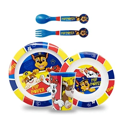 Afbeelding van Sorrisini Herbruikbaar servies, Ontbijtset voor kinderen, Kinderservies plastic, kinderserviesset, baby serviesset, kinderbestek, kinderserviesset inclusief kinderborden, BPA Free Paw Patrol