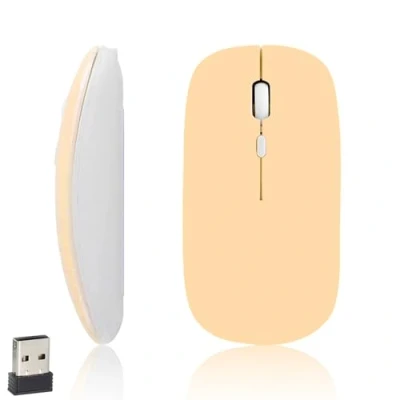 Afbeelding van iSTYLE Draadloze Bluetooth Muis, 1600 DPI Optische Tracking, 3 knoppen, 5.2, Stille Muizen Compatibel voor PC, Laptop, Tablet (AA Batterij Vereist)（Geel)