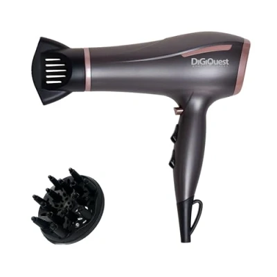 Afbeelding van DIGIQUEST Haardroger 1800 2200 W max WINDY DAILY, licht en krachtig, kabel van 2 m, 6 snelheden, koude slag, met concentrator diffuser.