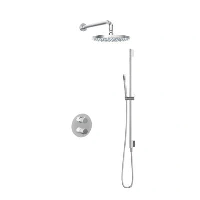 Afbeelding van Hotbath Get together Regendoucheset IBS1A Chroom Staaf Handdouche 30cm Hoofddouche Wandarm 35cm met glijstang